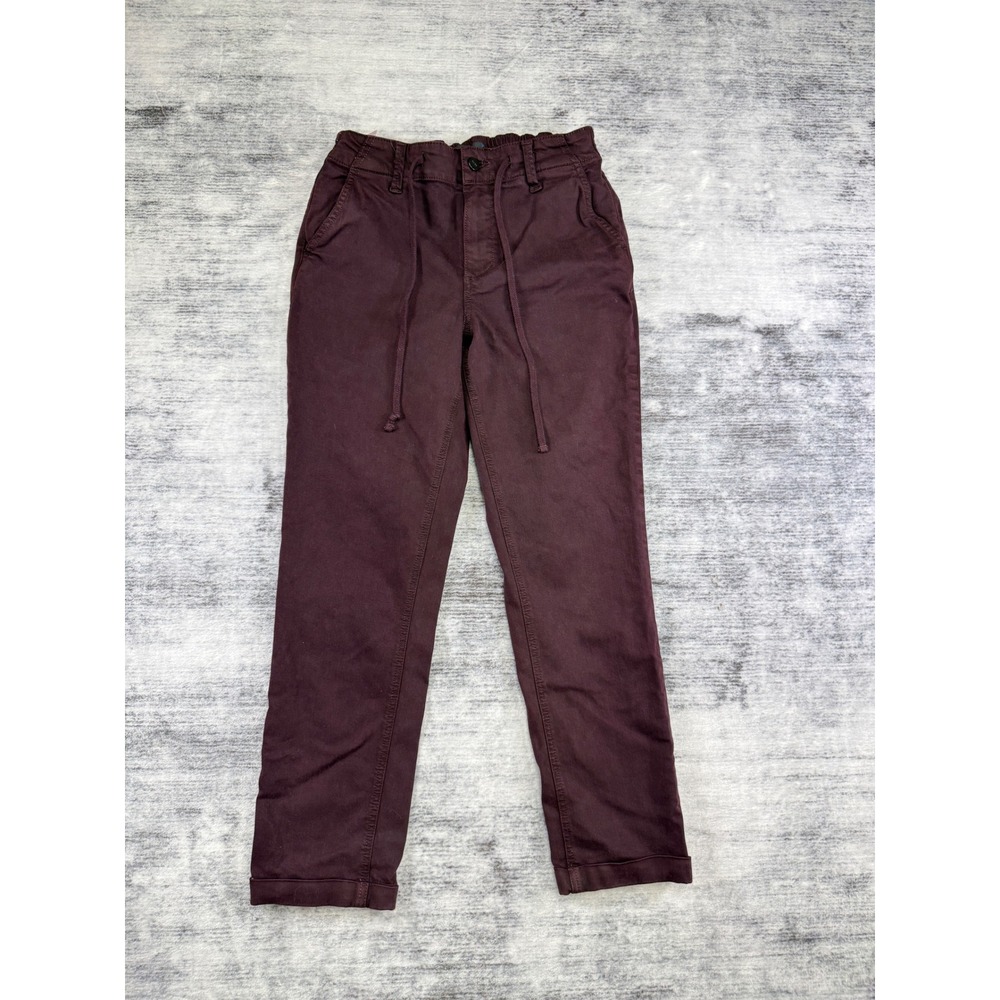 Paige Christy Slim Leg Drawcord Pants Burgundy Wine Size 27